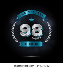 98 Years Silver anniversary logo, low poly design number