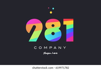 981 creative color green orange blue magenta pink number digit company logo vector icon spectrum