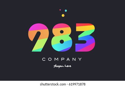 983 creative color green orange blue magenta pink number digit company logo vector icon spectrum