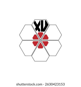 983 diamond shape alphabet letter pentagon geometric educational learning flower logo X U