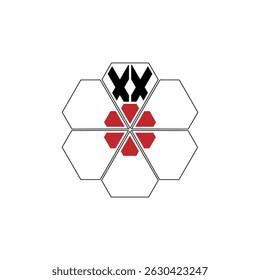 984 diamond shape alphabet letter pentagon geometric educational learning flower logo X X