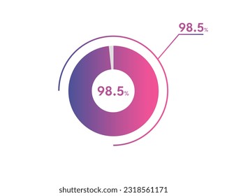 98.5 Percentage circle diagrams Infographics vector, circle diagram business illustration, Designing the 98.5% Segment in the Pie Chart.