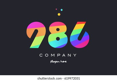 986 creative color green orange blue magenta pink number digit company logo vector icon spectrum