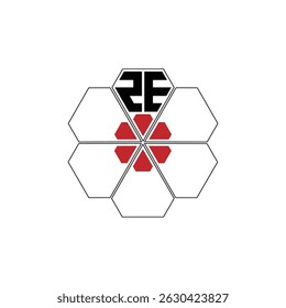 989 diamond shape alphabet letter pentagon geometric educational learning flower logo Z E