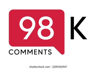 98K Comment banner template Vector illustration. Social Media Text. Amazing red color symbol on a white background