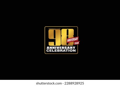  98th, 98 years, 98 year anniversary celebration rectangular abstract style logotype. anniversary with gold color isolated on black background, vector design for celebration vector