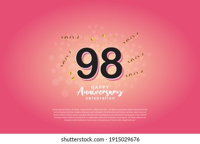 98º aniversario de fondo con ilustración de número 3D