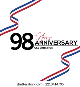 Antecedentes de la celebración del 98° Aniversario.  fondo con diseño vectorial de cinta doblada