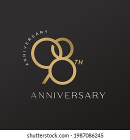 98th anniversary celebration logotype with elegant number shiny gold design
