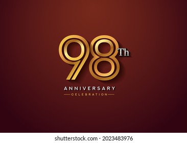 98th anniversary celebration logotype with linked number gold and silver color isolated on elegant color. vector anniversary for celebration, invitation card, and greeting card