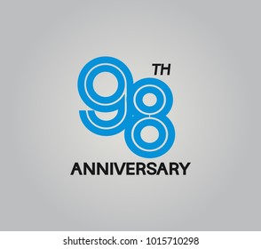98th anniversary logotype with multiple line style blue color isolated on white background for celebration