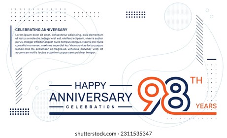 98th anniversary template design with abstract background, vector template