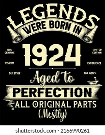 98th Birthday Vintage Legends Born In 1924 98 Years Old All Original Parts Mostly