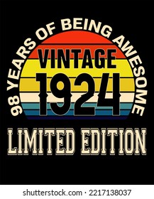 98th Birthday Vintage Legends Born In August 1924 98 Years Old Retro Birthday Ideas for Men Women