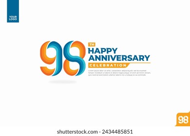 98th happy anniversary celebration with orange and turquoise gradations on white background.