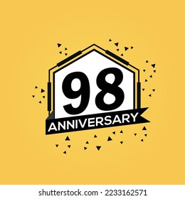 Logo del 98º aniversario, celebración del cumpleaños del diseño vectorial con diseño aislado geométrico.