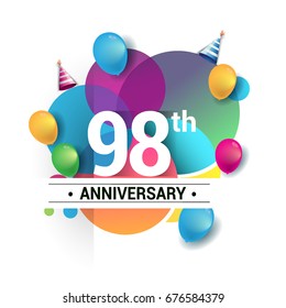 98th Years Anniversary Logo Vector Design Stock Vector (Royalty Free ...