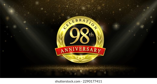 98th years celebration anniversary logo vector isolated on black background