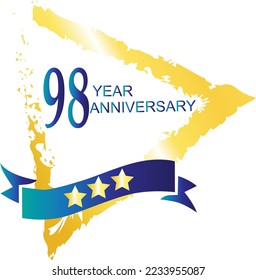 Plantilla de celebración de 98 años, celebración de 98 años logotipo de diseño colorido