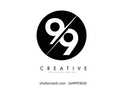 99 9 Diseño de logotipos numéricos con un fondo creativo de corte y círculo negro. Diseño de logotipo creativo.