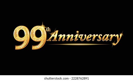 99 anniversary celebration. 99th anniversary celebration. 99 year anniversary celebration with glitter and black background.