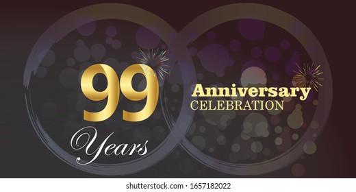 99 anniversary logo vector template. Design for banner, greeting cards or print