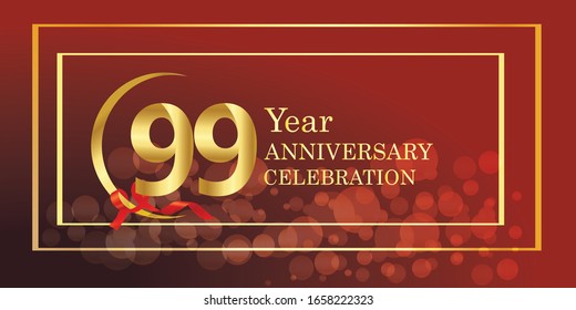 99 anniversary logo vector template. Design for banner, greeting cards or print.