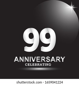 Plantilla vectorial de logotipo de 99 años. Diseño para banner, tarjetas de felicitación o impresión