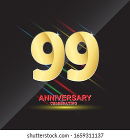 99 anniversary logo vector template. Design for banner, greeting cards or print