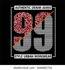 99 authentic denim jeans typography, vector illustration