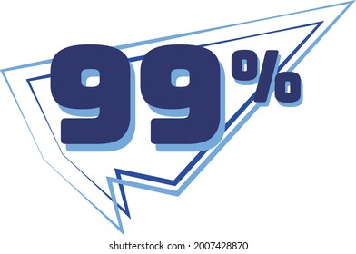 99% balloon. Discount, promotion or sale tags, blue balloon concept.