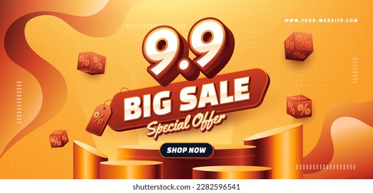 9.9 Big sale special offer yellow templates background