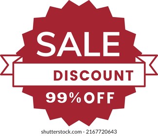 99% big sale upto off discount design. vetor illustration.Special Offer 99% off Concept
.Sale up to 99 percent off red badge