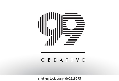 99 Black and White Number Logo Design with Vertical and Horizontal Lines.