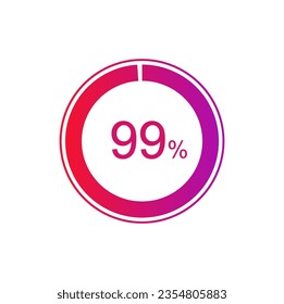 99% circle diagrams Infographics vector, 99 Percentage diagrams, pie chart for Your documents, reports.