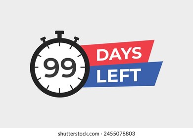 99 days to go countdown template. 99 day Countdown left days banner design. 99 Days left countdown timer