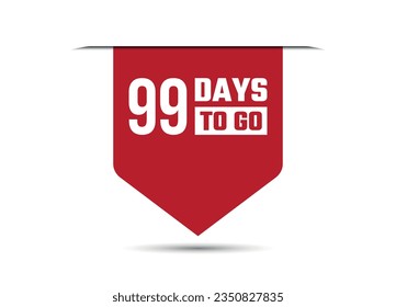99 días para ir la ilustración del banner del vector rojo aislado en fondo blanco