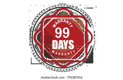 99 days warranty icon vintage rubber stamp guarantee