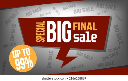 99 Discount Big Sale Banner Template Stock Vector (Royalty Free ...