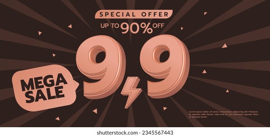 9.9 discount illustration design, shopping day promotion, ads, banner, poster, super market, shop store, mini mart. 