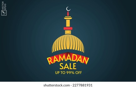 99 Discount for Ramadan special banner, sticker and label. Ramadan Eid Sale Special Offer.