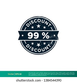 99% Discount Stamp Icon Vector Template