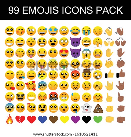 99 Emojis Pack Icons Pixel Perfect Set