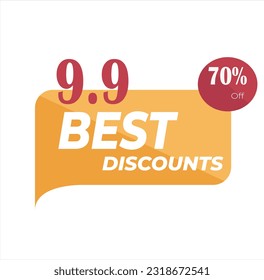 9.9 event best discount 70 percent editable text style effect themed sales promotion