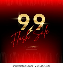 9.9 Faixa de venda flash, preto vermelho e ouro tipografia texto cartaz premium e luxo design vetor mínimo para Flash venda online loja site para anúncio de preço de desconto