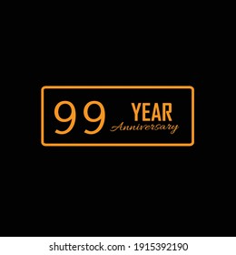 99 Happy year anniversary lettering text banner, black color. Vector illustration.