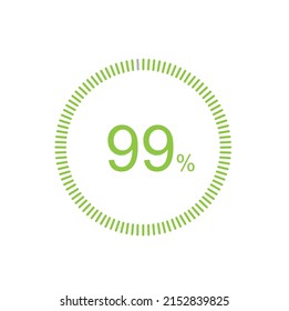 99% Loading. 99% circle diagrams Infographics vector, 99 Percentage ready to use for web design ux-ui.