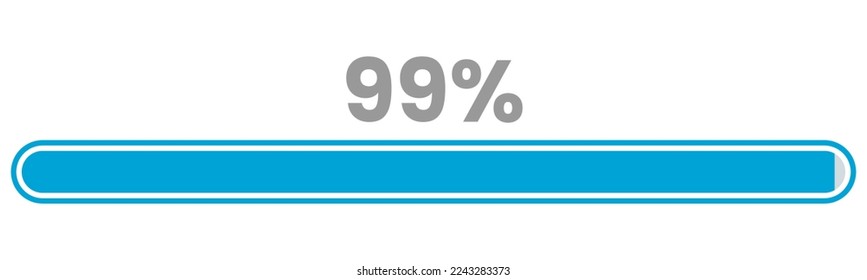 99% Loading. 99% progress bar Infographics vector, 99 Percentage ready to use for web design ux-ui