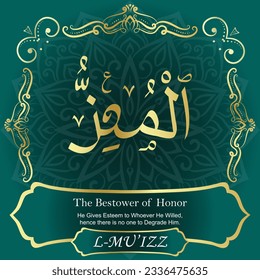 ٱ لْ مُ عِ زُّ	AL-MU’IZZ 99 Nombres de Allah Al Asma أ・・・・ء・・・Calligrafía ح 100% Sin errores Todo Tachkilat y toda la ortografía son 100% correctos. Úsalos con los ojos cerrados.