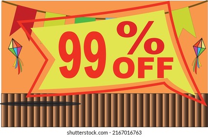 99 ninety-nine % percent off promotion tag party balloon flag platform
